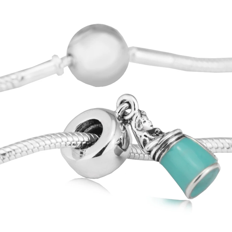 DIY подходит Pandora амулеты Браслеты Алиса в бутылке бусины 100% Стерлинговое Серебро
