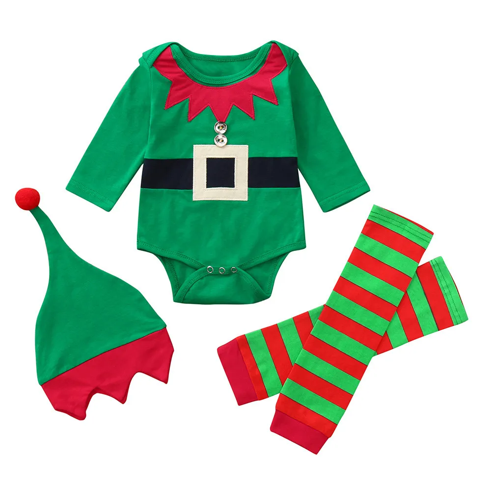 Рождественские Комбинезоны для маленьких мальчиков Новогодняя одежда зеленого