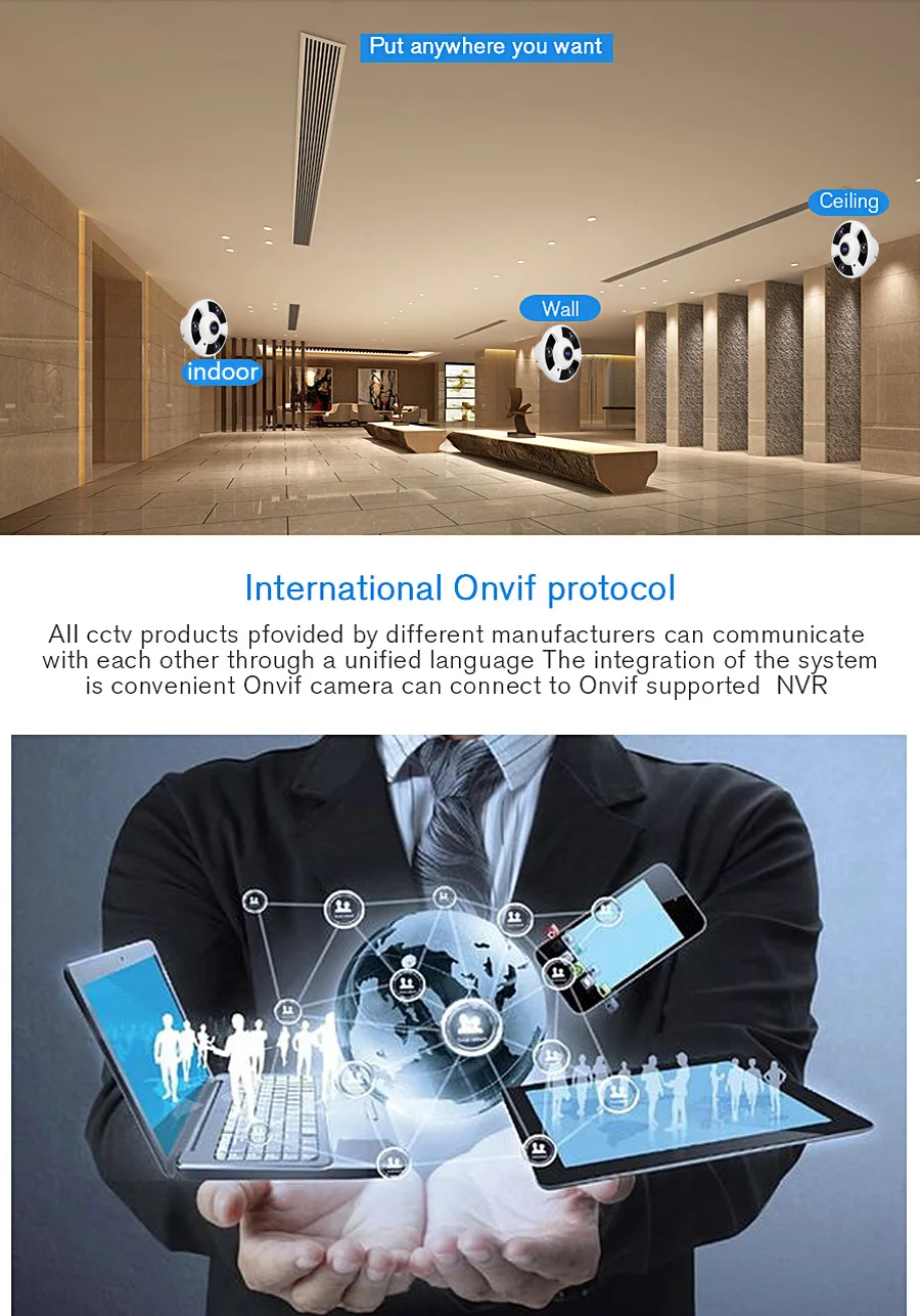 1080P рыбий глаз VR DC12V/POE48V ip-камера электронная 180 панорамная Onvif Email сигнализация IR-Cut P2P камера видеонаблюдения