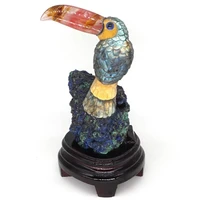 a toucan stand on blue azurite natural stone exquisite carved reiki decor 7
