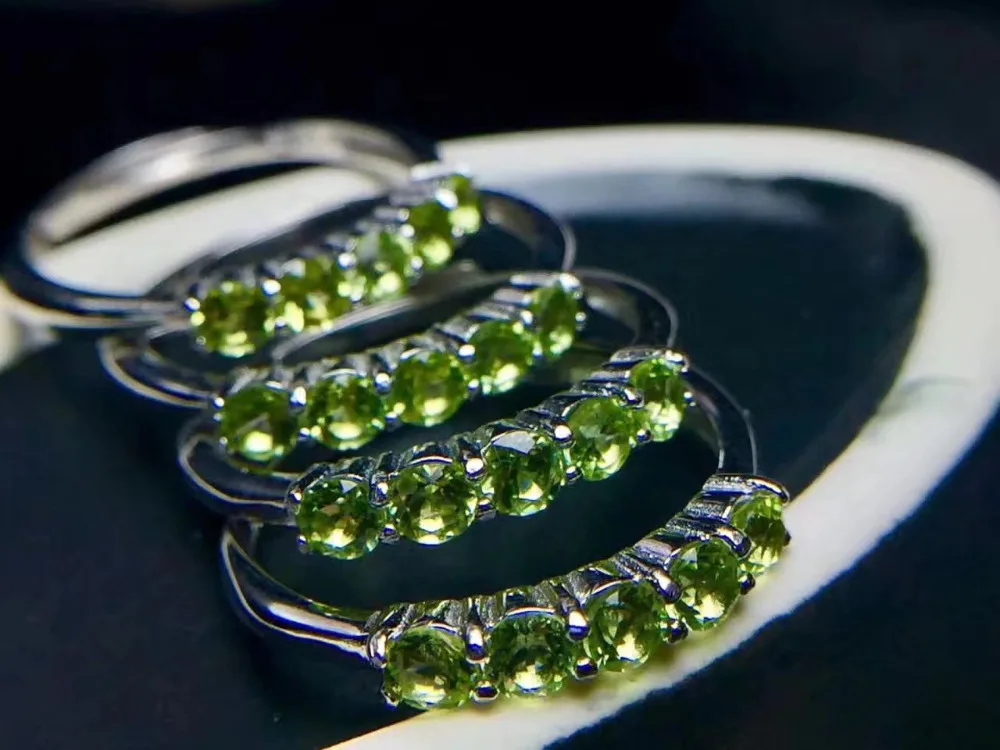 Верность естественно 3 мм кольца из перидота s925 серебро свежий fine Jewelry подарок для женщин натуральный зеленый драгоценный камень перестановок
