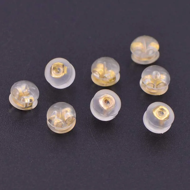 10 шт./партия 18K золотые силиконовые затычки для ушей DIY аксессуары для сережек пробки для ушей пирсинг заглушки металлические ювелирные комплектующие - Цвет: KC gold-10pcs