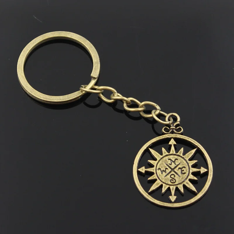 new fashion men 30mm keychain DIY metal holder chain vintage compass 36*27mm silver pendant Gift | Украшения и аксессуары