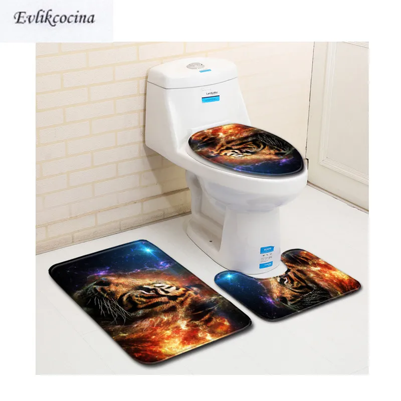 Бесплатная доставка 3 шт. коврик с тигром Banyo Paspas для ванной комнаты набор