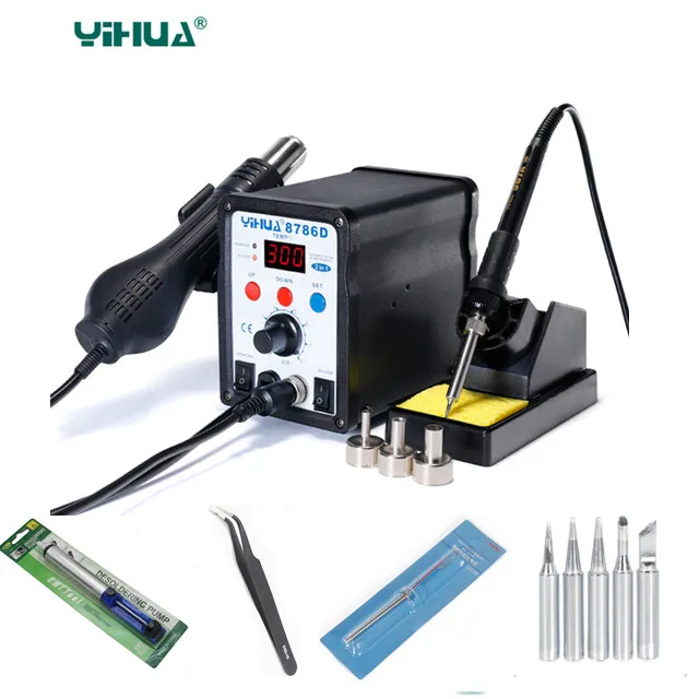 YIHUA 8786D обновленная паяльная станция 2 в 1 SMD тепловой воздушный пистолет