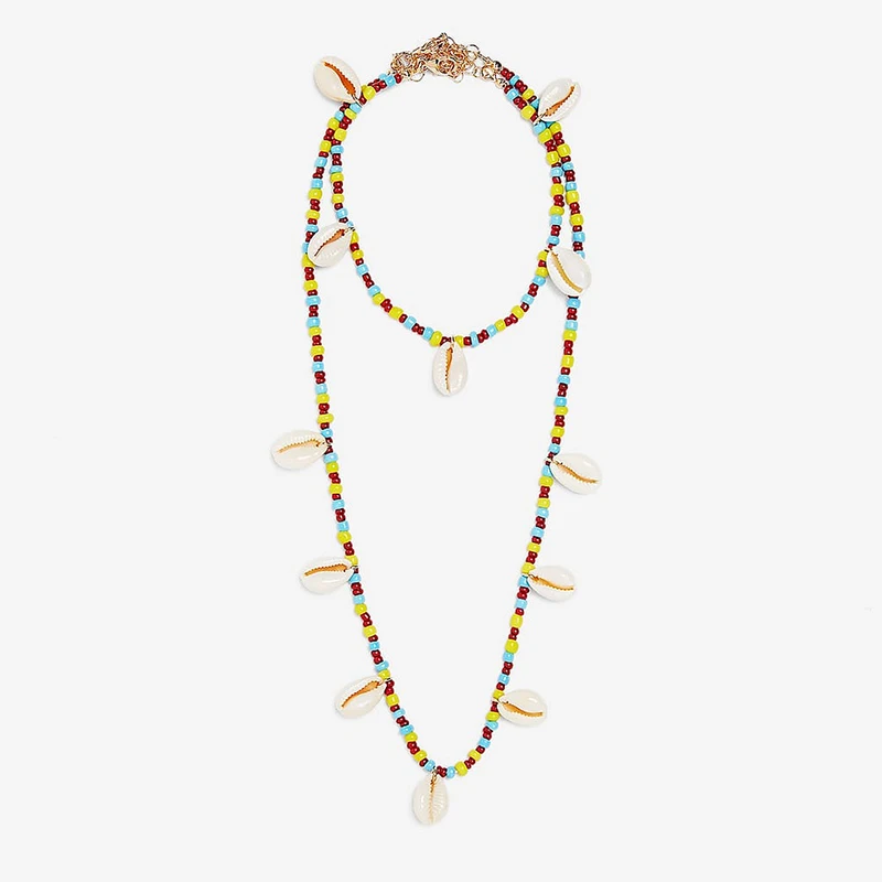 KOMi 20Styles Bohemian Natural Stone Pearls Collar Pendant Necklace for Women Ethnic Chokers Shell Chain Statement Necklace Gift