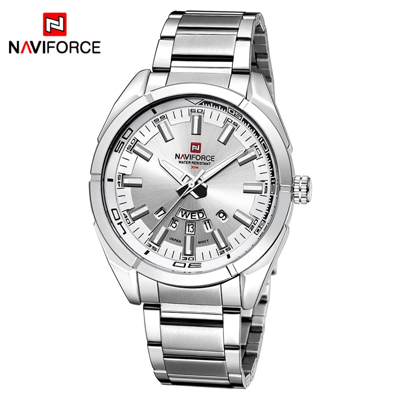 NAVIFORCE Новые Топ брендовые Мужские часы Мужские полностью стальные водонепроницаемые повседневные кварцевые часы с датой мужские наручные часы relogio masculino