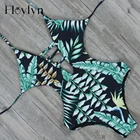 Женский слитный купальник Floylyn, купальный костюм с принтом тропических листьев