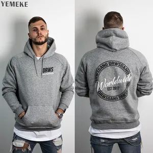 Мужские худи YEMEKE, свободные тканевые куртки с принтом для спорта и фитнеса на осень и зиму