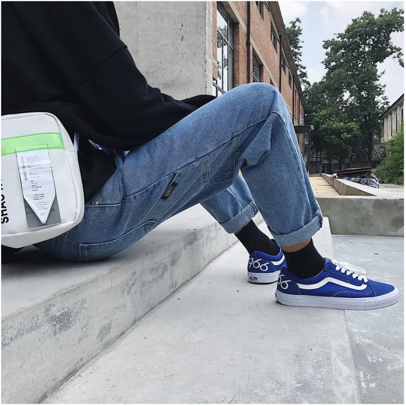 DEKUSI Original The Wind Autumn And Winter New Pattern Jeans men Male Trousers Lovers Straight pants Casual Fashion | Мужская одежда