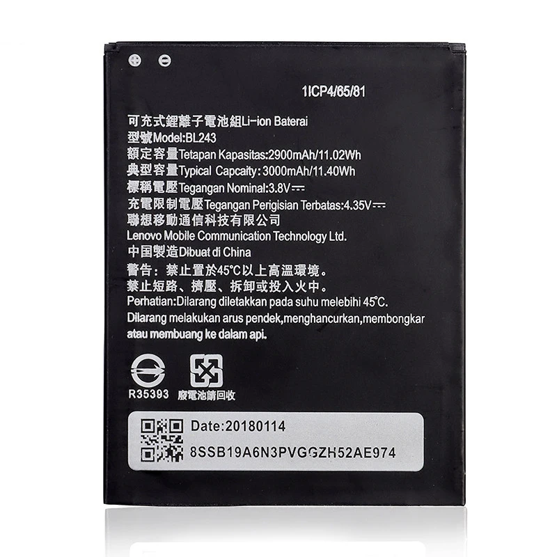 Оригинальный BL243 для lenovo K3 Примечание K50 T5 A7000 A5500 A5600 A7600 Батарея мобильный