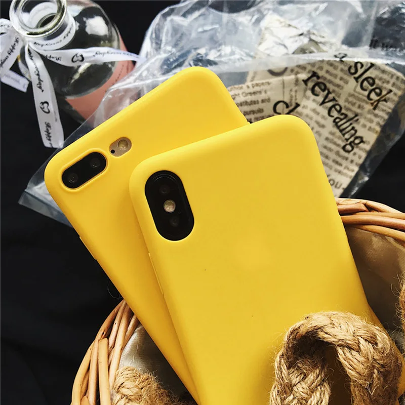 Lovebay лимонно-желтый цвет модный чехол для телефона s для iphone XS Max XR X 5 5S SE 6 6S 7 8 Plus мягкая задняя крышка для iphone 7 Чехол
