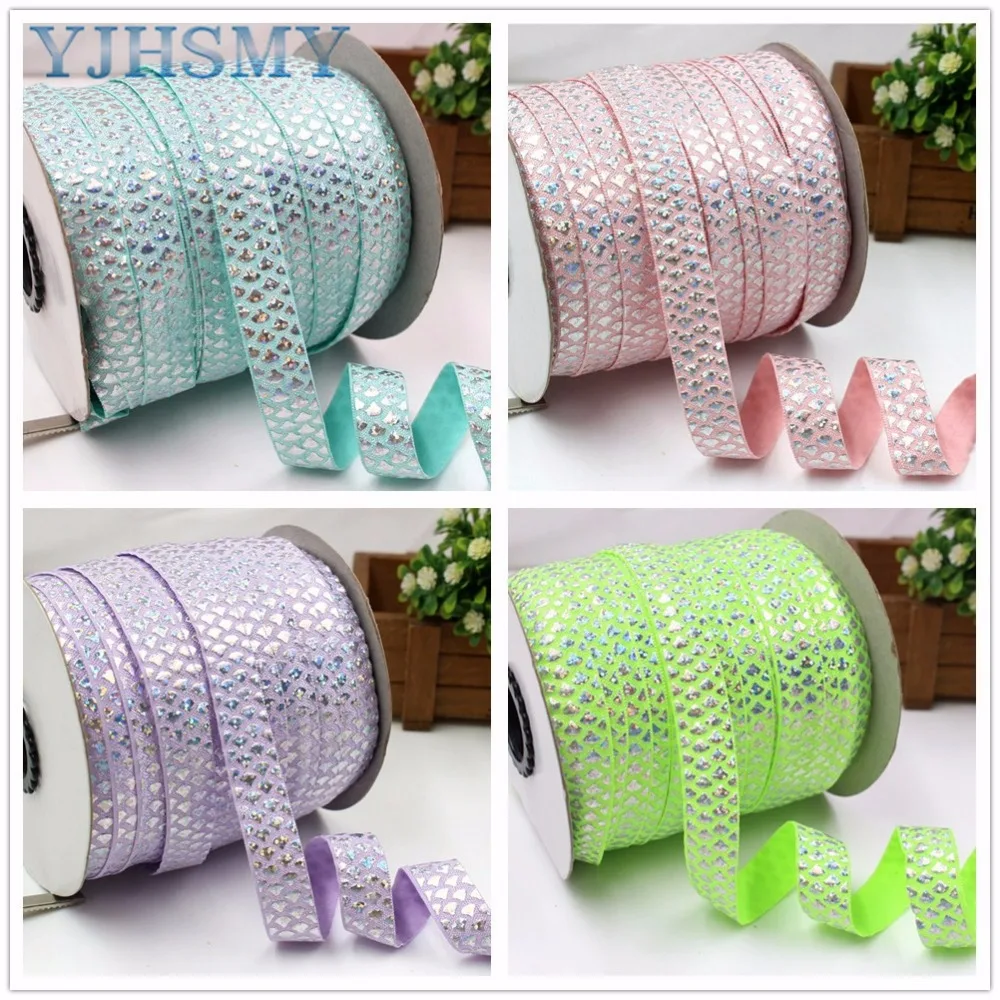 Hot Silver Printing Elasticity Ribbon,10 Yards Diy Handmade Hair Accessories Material