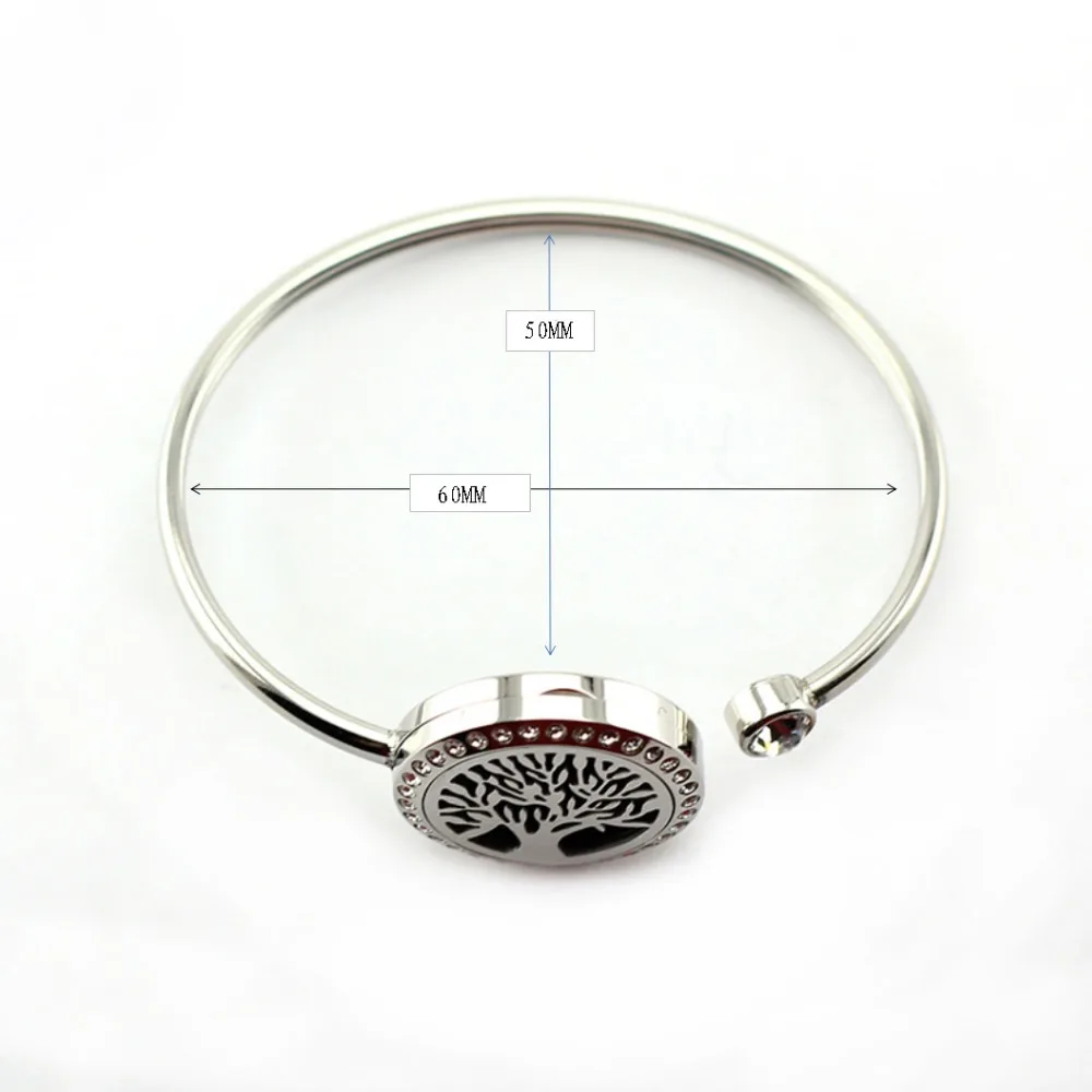 

25mm 316L Stainless Steel Diffuser Locket Bangles Aromatherapy Essential Oil Diffuser Locket Bangles With 10pcs Free Pads