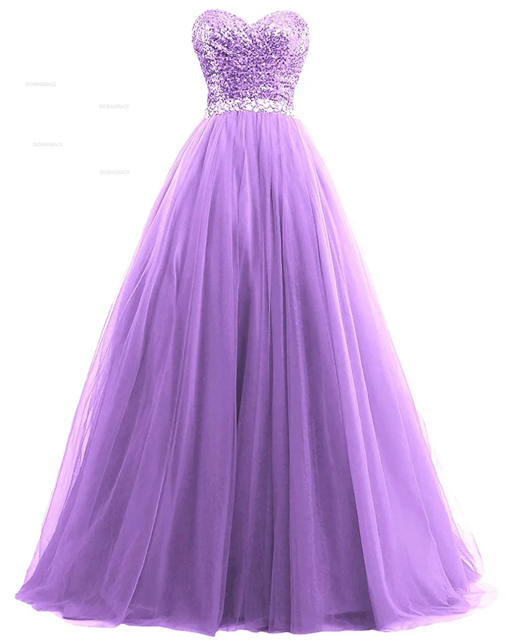 Doragrace Glamorous A Line Sweetheart Tulle Skirt Crystal Sequins Evening Gowns Prom Dresses Plus Size | Свадьбы и торжества