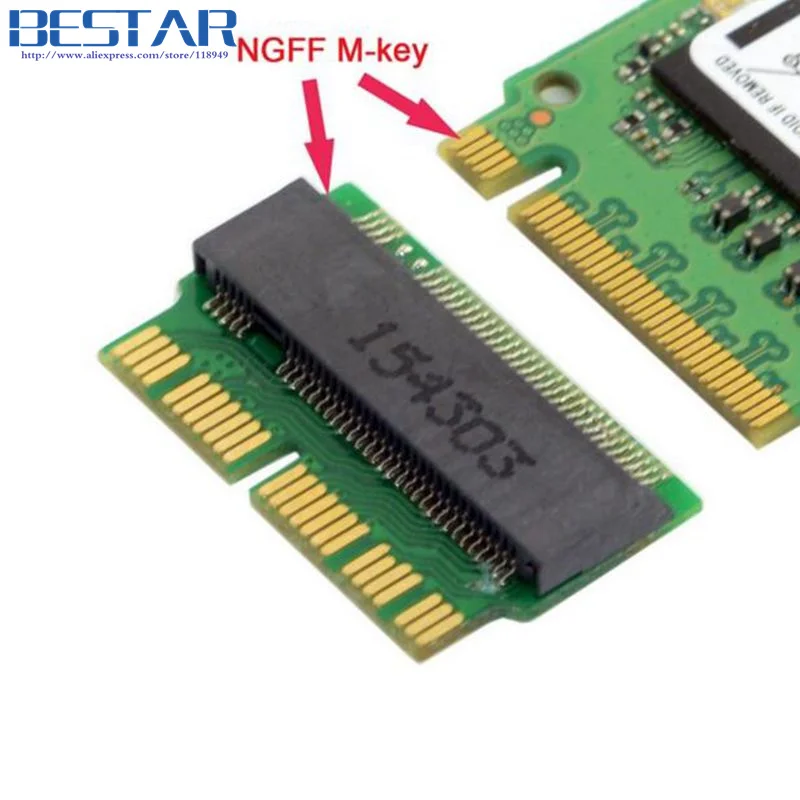 Фото Macbook 12 + 16 контактов 2014 2015 к M.2 NGFF M-Key AHCI SSD-адаптер Преобразование карты для обновления MacBook SSD №1
