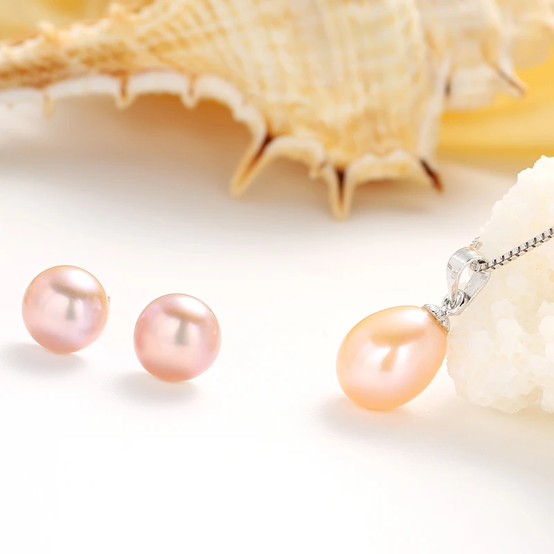 Прекрасный жемчуг ювелирные изделия кулон и серьги гвоздики 100% культивированный