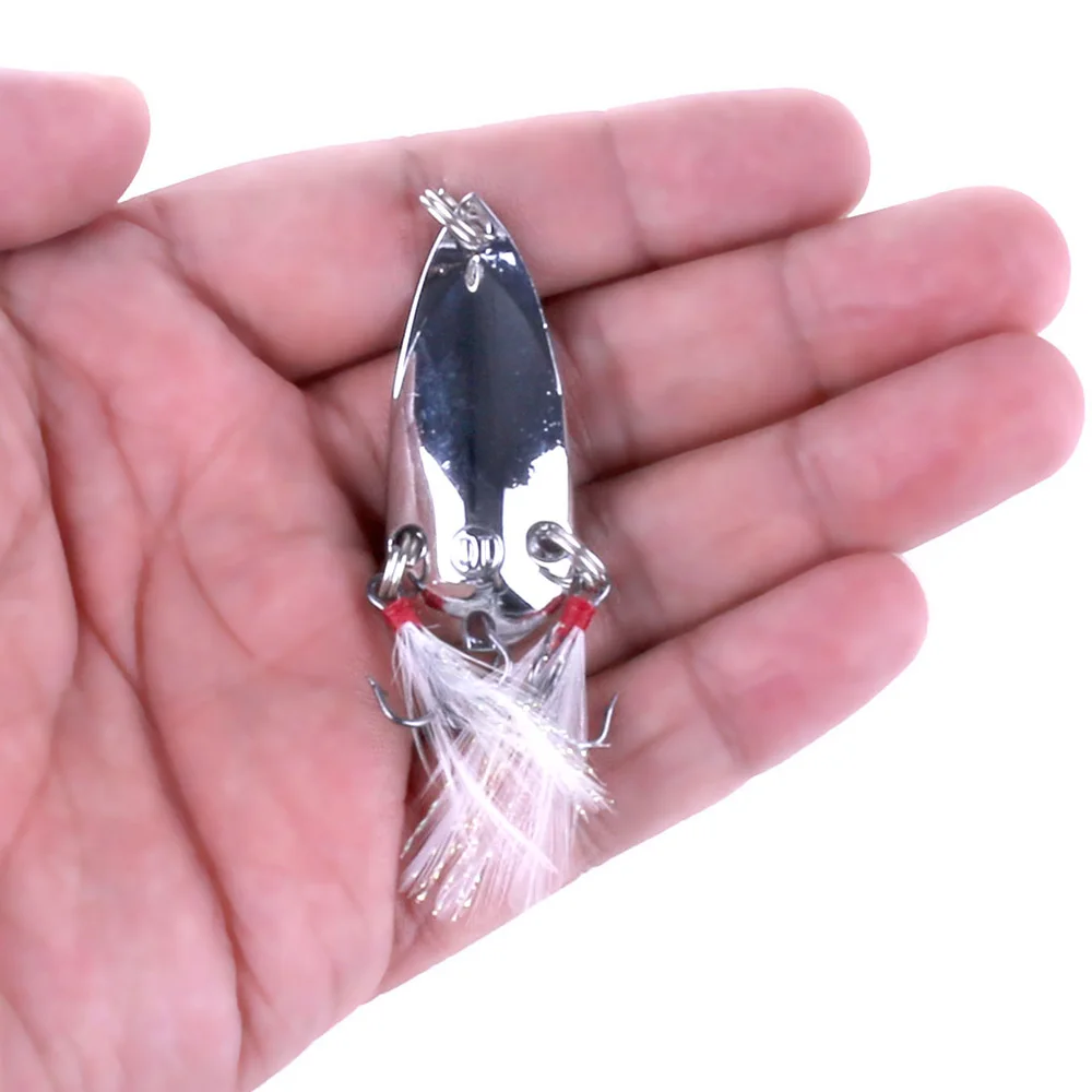 Hengjia Колеблющаяся блесна серебро Цвет Спиннинг ложка приманка 4.5cm10g с перьевая