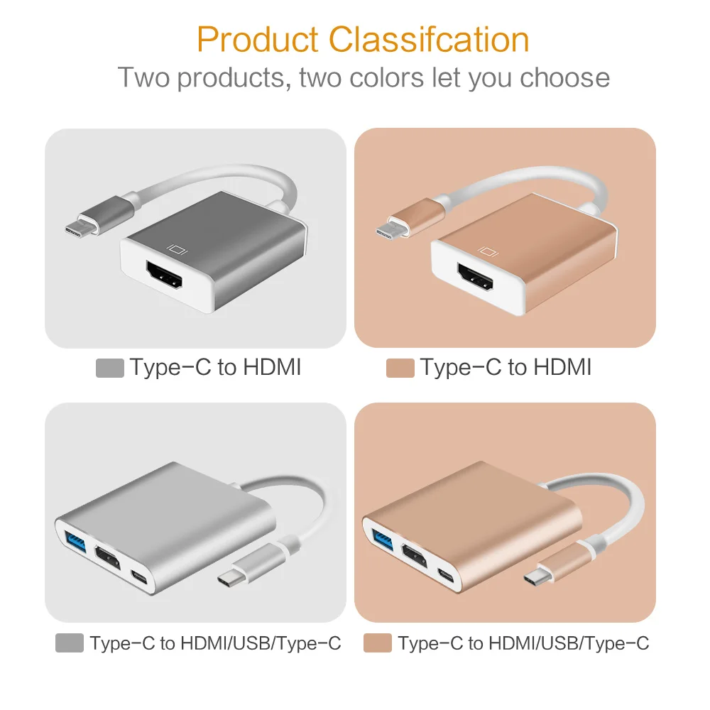 USB C HDMI Тип концентратор mac 3 1 преобразователь адаптер типа c к hdmi 3.0 Type Алюминий для