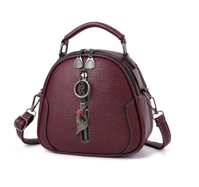 High Quality solid PU Leather Women Bag Ladies Crossbody Messenger Shoulder Bags Vintage Handbags kitten ornaments FC-98