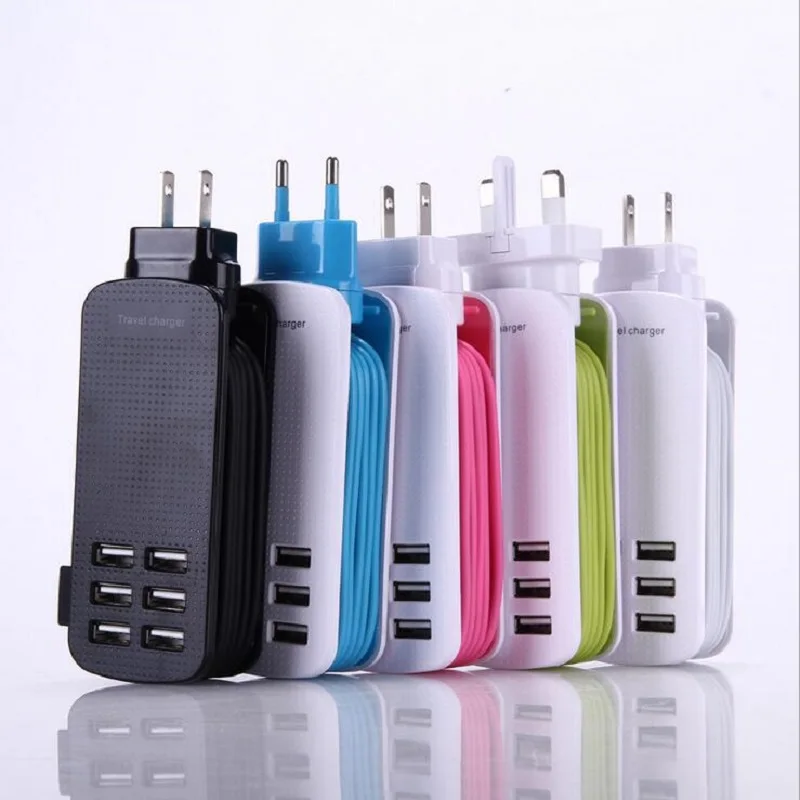 USB Зарядное устройство EU/US/UK Plug 6USB 5 1 V 6A несколько настенный умная розетка адаптер