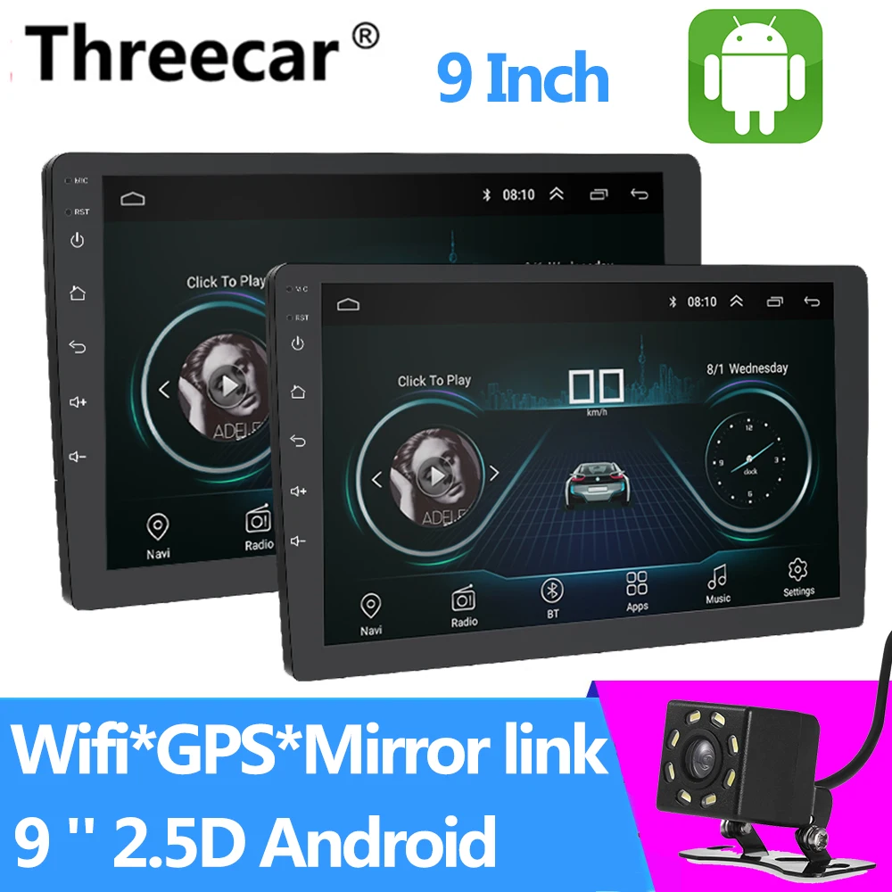 9 inch with camera 9 ''10'' Android автомобильное радио 2.5D gps навигация Авторадио Мультимедиа dvd-плеер Bluetooth wifi Зеркало Ссылка 2 Din аудио стерео - Цвет: 9 inch with camera