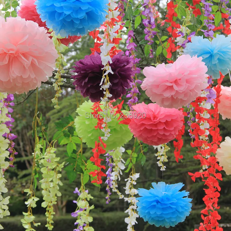 

15pcs/lot Mixed 3 Sizes (8"+10"+12") Tissue Paper Pom Poms Wedding Party Decor Paper Flower For Wedding Decoration 21 Colors