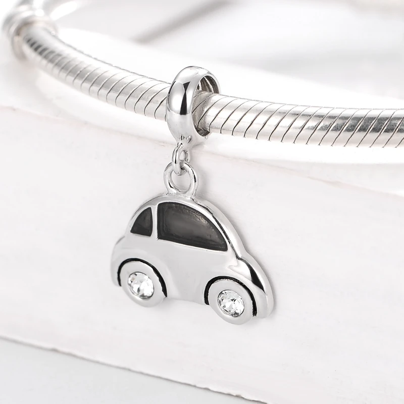 STEP FORWARD Hot 925 Sterling Sliver Grey CZ Paved Car Pendant Fit Bracelet &amp Bangle Fashion Silver Jewelry Birthday Gift SF375C |