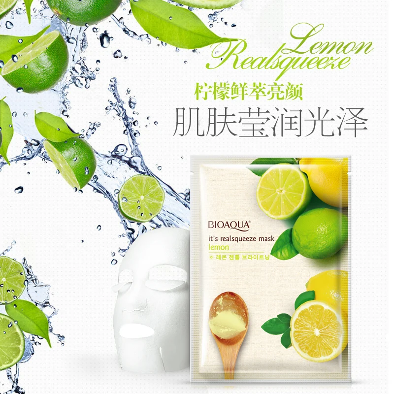 Экстракт лимона BIOAQUA Осветляющая Маска для лица на лето и весну увлажняющая