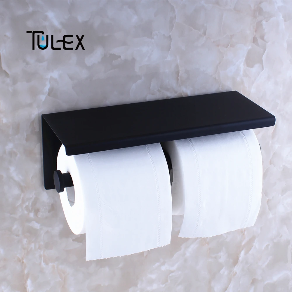 Tulex держатель для туалетной бумаги черный туалет бумага держатель настенный двойной рулон SUS304 нержавеющая сталь высокое качество аксессуары для ванной комнаты