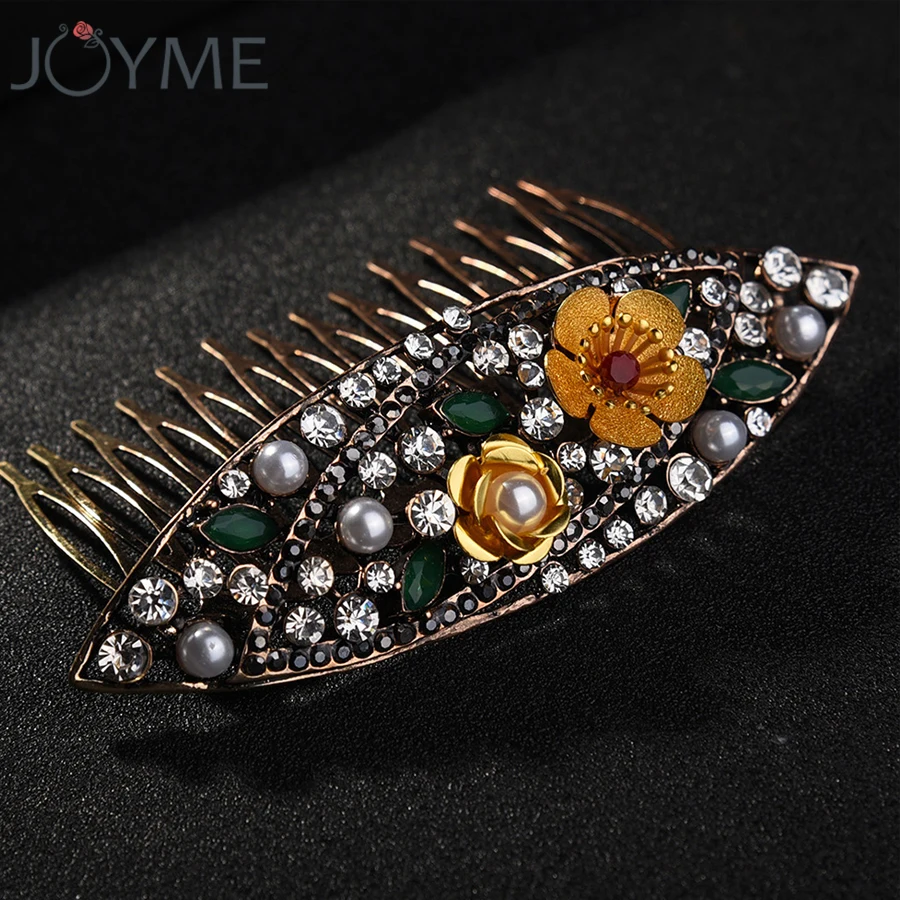 Гребень для волос Женский с жемчугом и акриловыми вставками | Украшения