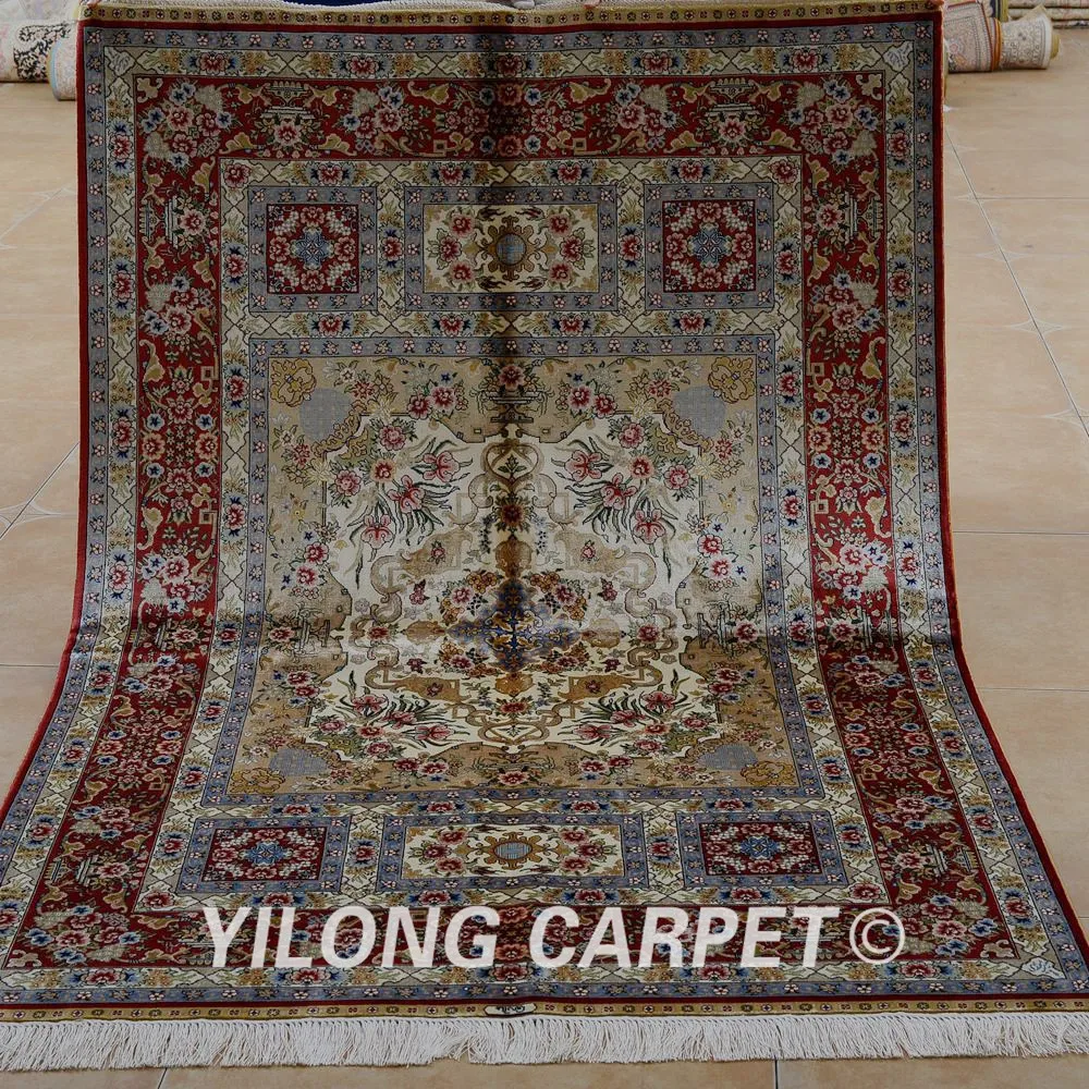 Традиционные традиционные восточные Коврики ручной работы Yilong 4 'x 6' ковер с