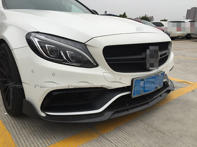 C63 только реальный бампер из углеродного волокна передний разделитель для Mercedes Benz W205 C63 AMG седан B Стиль фронтальная губа