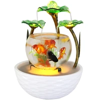 tabletop water feature green lotus rolling ball fountain waterfall cascade indoor decoration aquarium humidifier mist fish tank