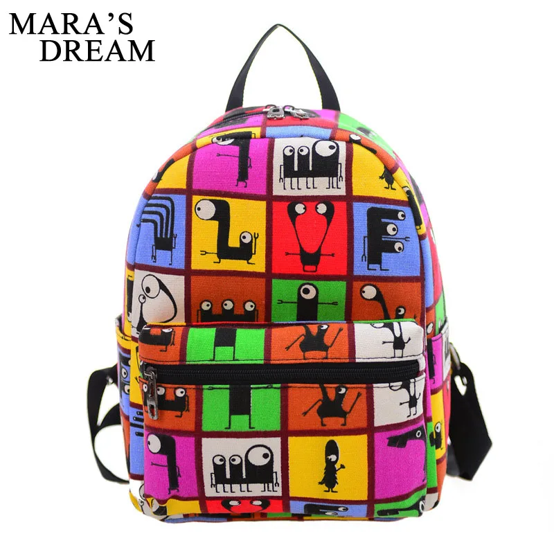 Mara's Dream Printing Canvas Backpacks Mini School Bags For Teenage Girls Backpack Women Shoulder Small Bag | Багаж и сумки