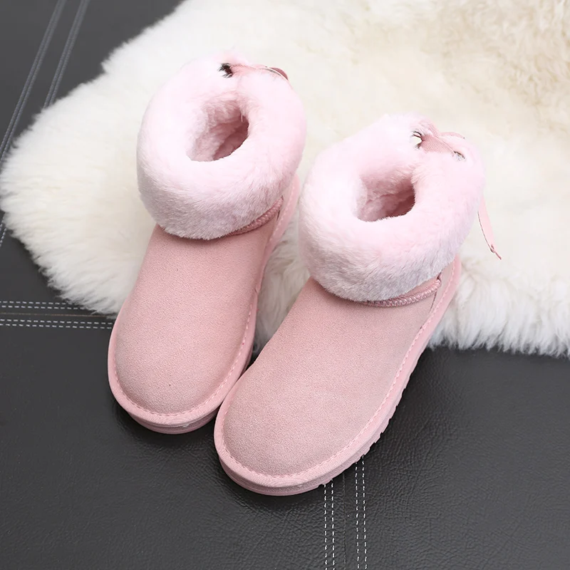 Pink Careaymade-корейские зимние ботинки с бантиком г. Новые женские короткие студенческие ботинки с милыми булочками ботинки и обувь из хлопка - Цвет: Pink