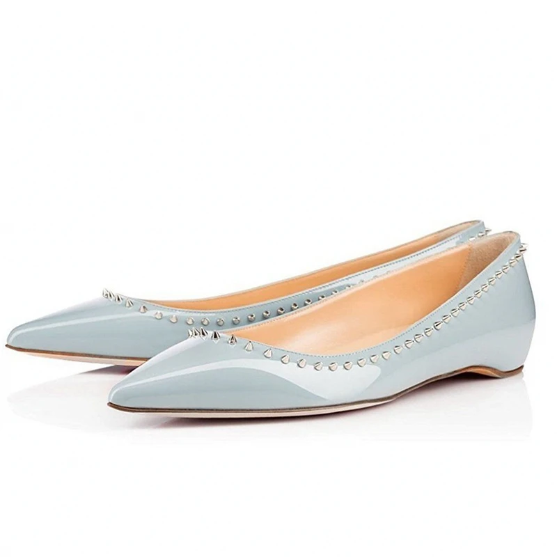 Женские Элегантные лакированные кожаные рабочие туфли с заклепками 2020|Обувь без