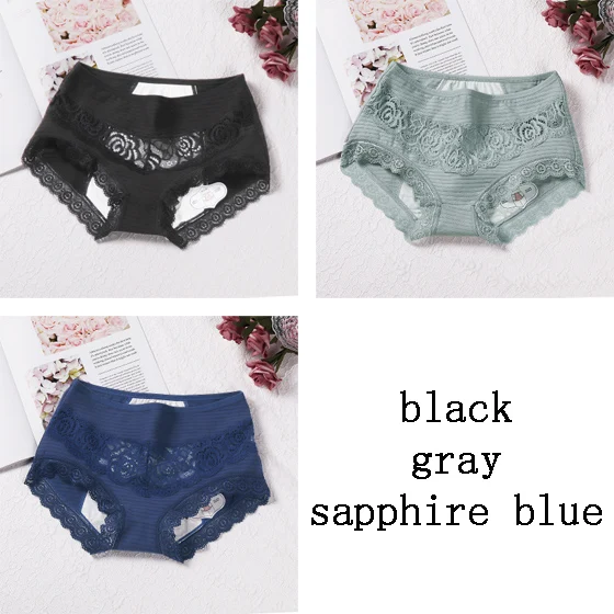 Black Gray S-blue DULASI герметичные менструальные трусики, физиологические трусы, женское нижнее белье, комфортные хлопковые кружевные одноцветные Трусы со средней посадкой 9059 - Цвет: Black Gray S-blue