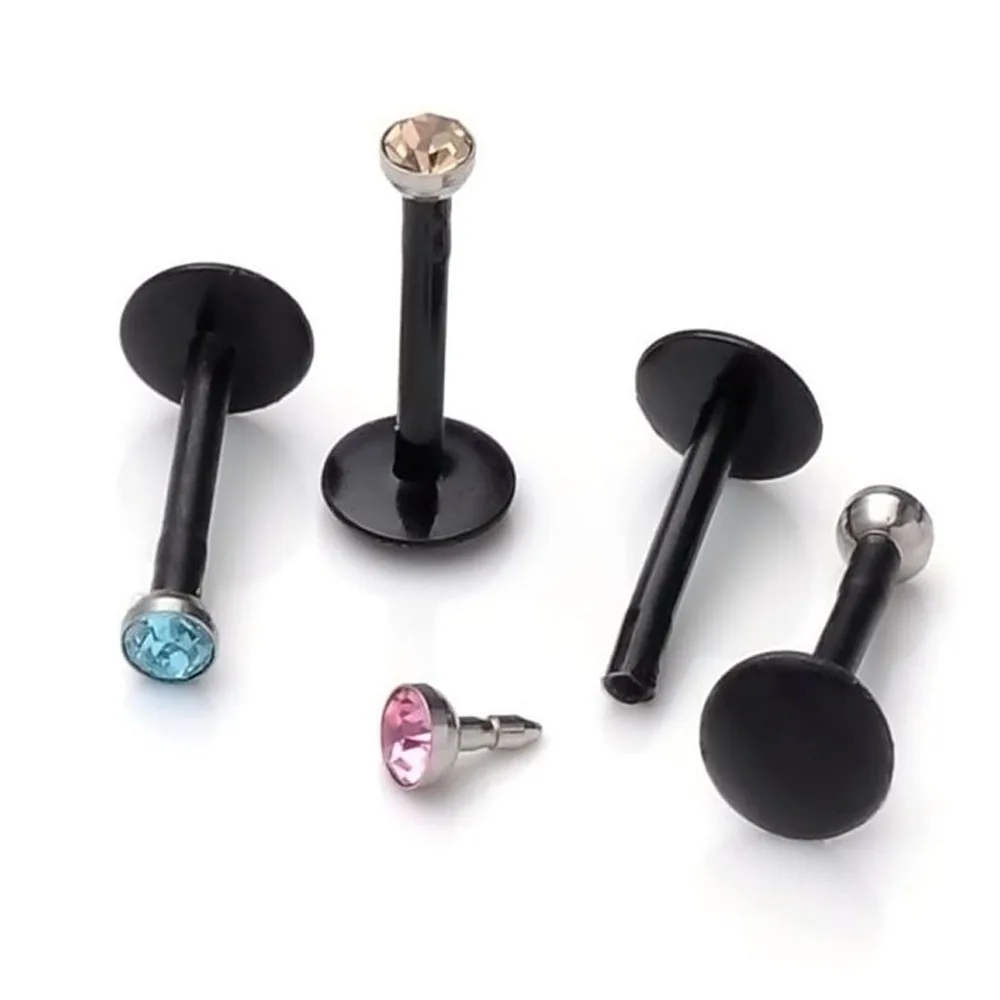 Новые 5 шт. УФ шпильки для губ драгоценный камень Bioflex UV Labret Акриловые Украшения