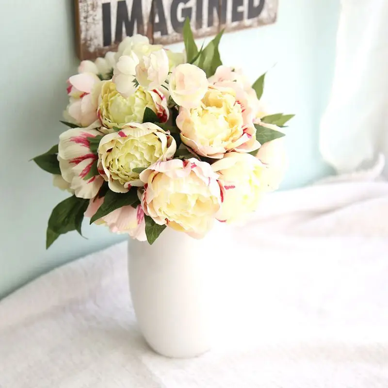 9 цветов/набор искусственные шелковые пионы|fake leaves|flower silkartificial flowers silk |