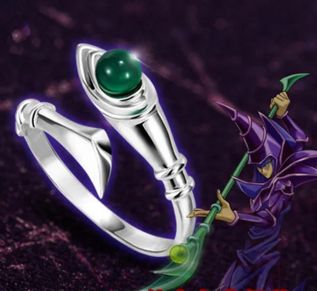 Аниме Yu Gi Oh темный маг персонал кольцо серебро 925 и зеленый COS подарок США 7.5/8 /9/10/11