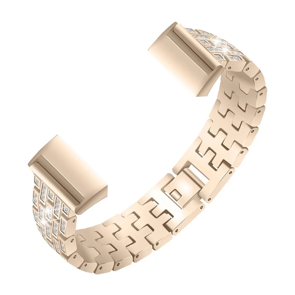 B Умные часы умный ремень Smartband mi band Bling из нержавеющей стали металлический браслет ремешок для Fitbit Charge 3 Смарт-часы - Цвет: B