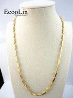 ecoolin 22 06 inch bamboo gold stainless steel chain 56cm diameter 3 8mm never fade necklaces for women fashion jewelry lr531