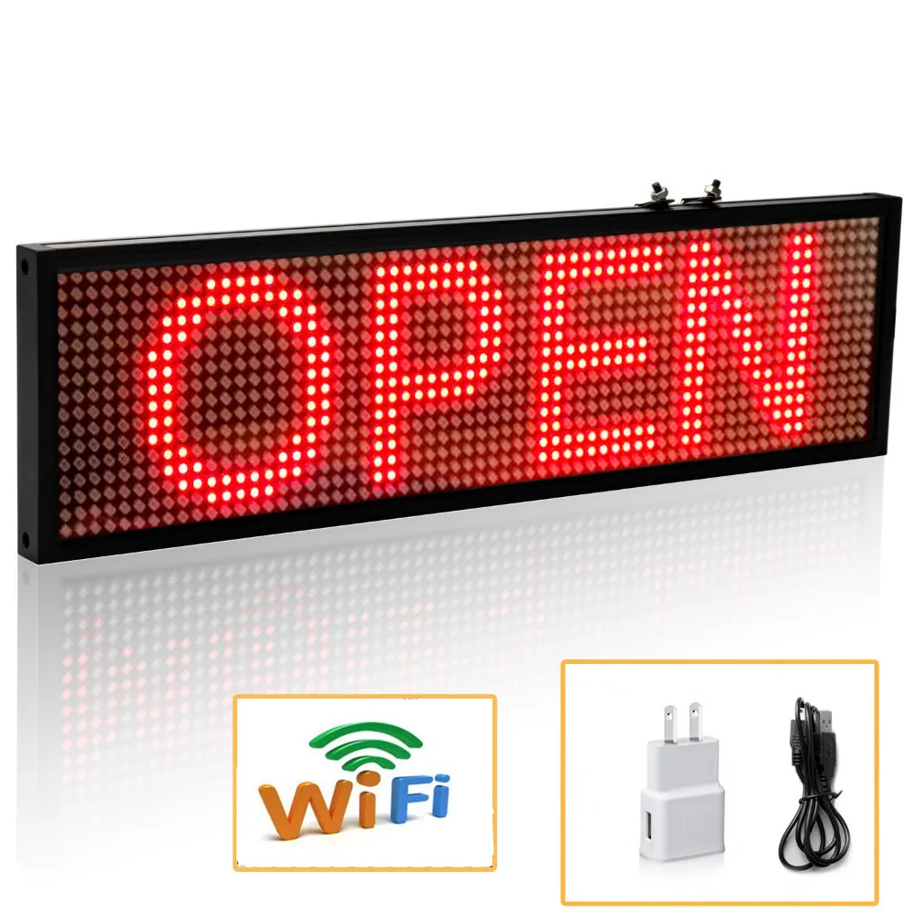 34cm P5 LED Open Sign Smartphone Programmable Scrolling Red Message Display Board for Industrial Grade Business Tools Storefront