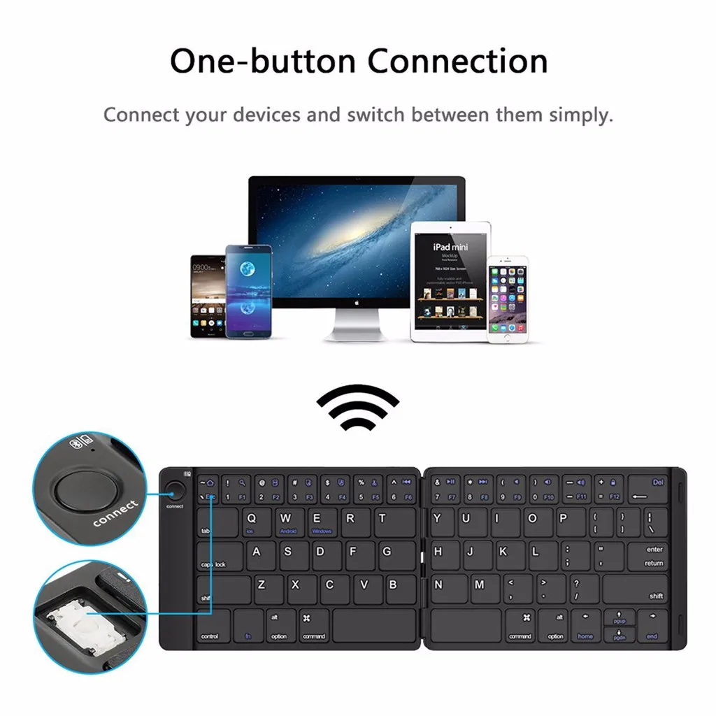 Универсальная Мини Портативная Беспроводная складная Bluetooth клавиатура для iPhone