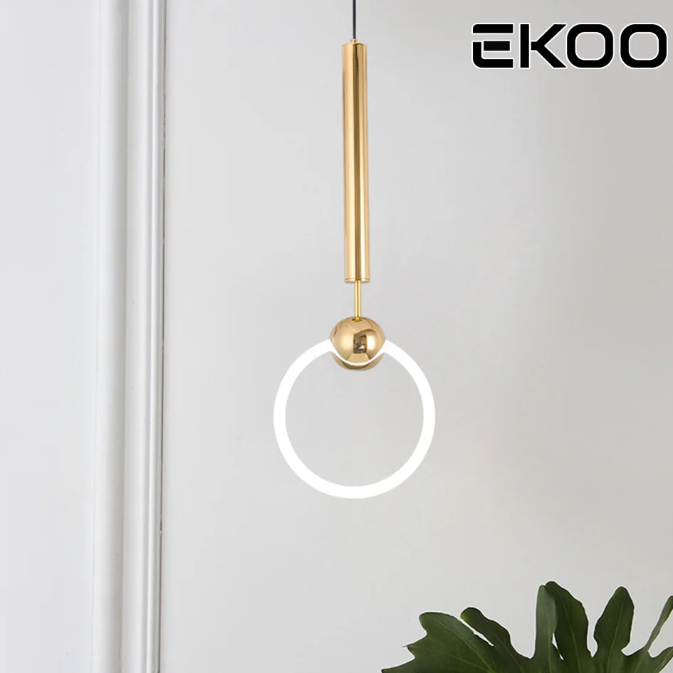 EKOO скандинавский простой подвесной светильник современное круглое кольцо