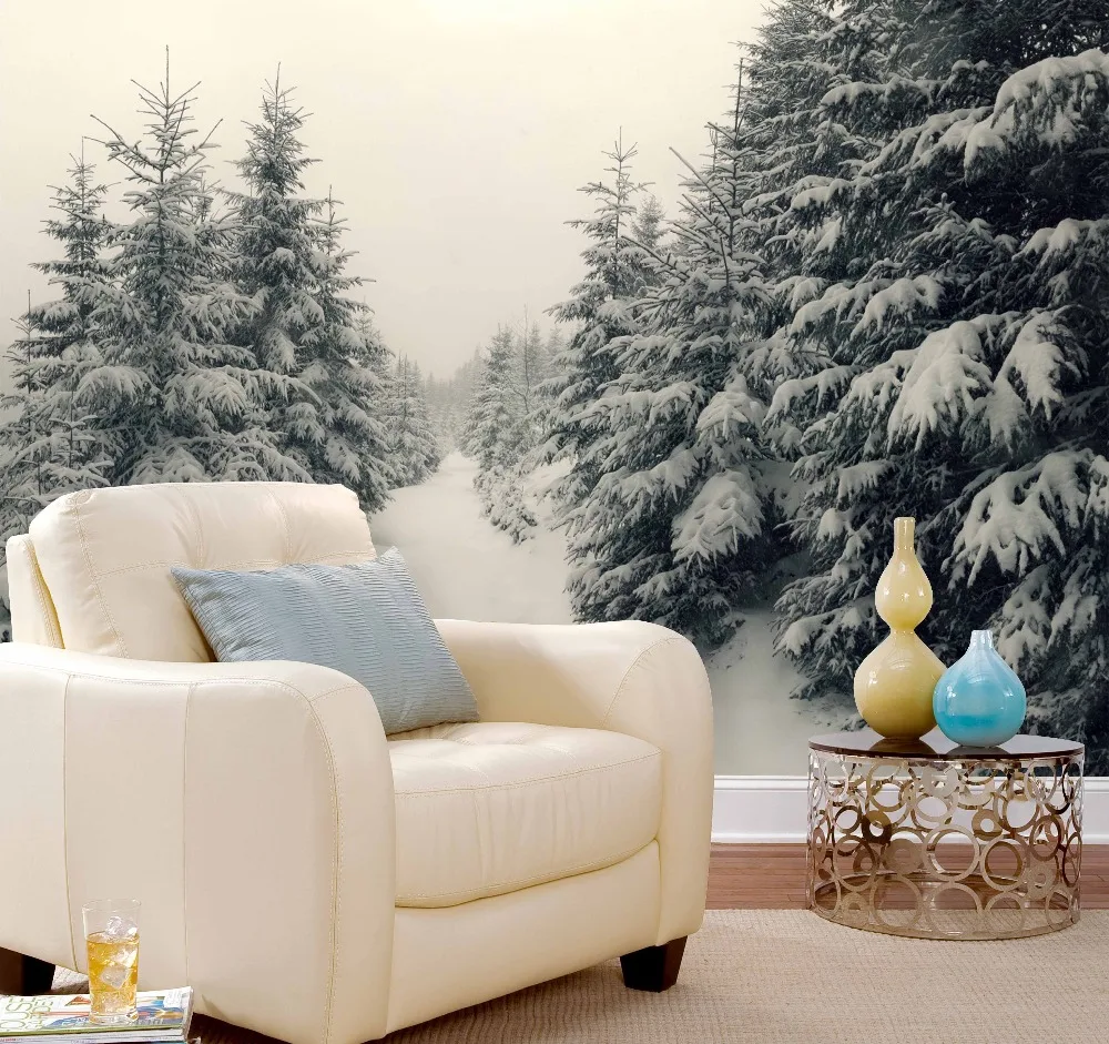 

[Self-Adhesive] 3D Misty Snow Pine Forest 3 Wall Paper mural Wall Print Decal Wall Murals