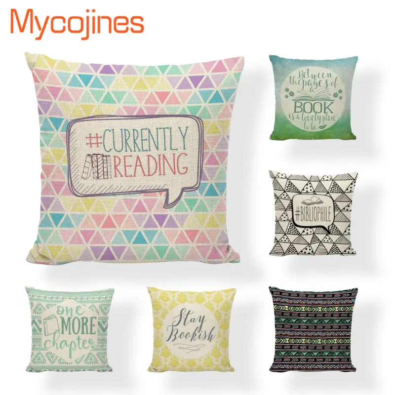 

Время для чтения книг в виде геометрических фигур деревянная кресло-качалка Подушка Чехол декоративная подушка с надписью Обложка серии ис...