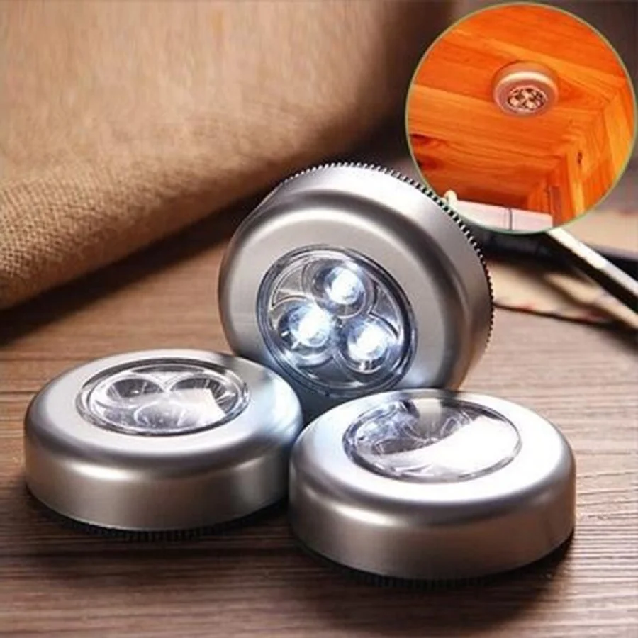 Портативный светодиодный Ночной светильник на батарейках сенсорный с нажимом