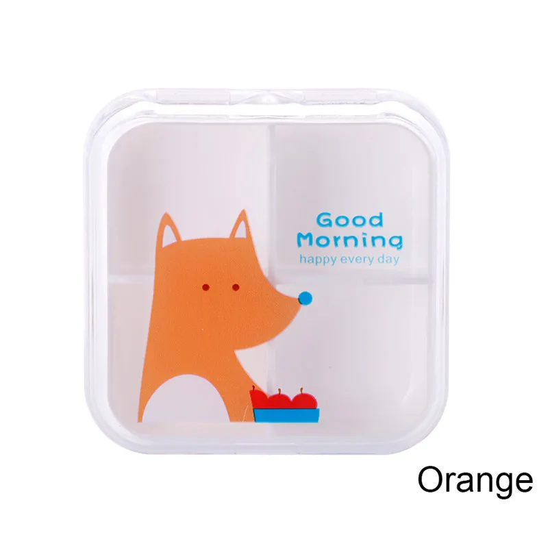 Orange Fox Прозрачный мини-органайзер для таблеток держатель 4 слота еженедельная емкость для лекарств Органайзер чехол для диеты контейнер для таблеток#289777 - Цвет: Orange Fox